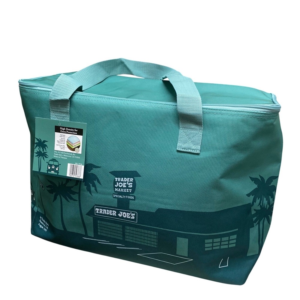 Trader Joes Insulated Reusable Bag‎ Teal Blue/Green 8 Gallon Grocery Cooler Tote